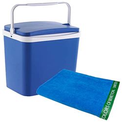 Frigorifero 24 litri + Telo mare 90 x 160 cm 380 gsm velour 100% cotone blu