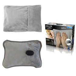 Adler AD 7427 - Bolsa de agua caliente eléctrica con funda suave (360 W, para adultos y niños, soporta temperaturas de hasta 5 horas, incluye cojín, botella de cama), color gris