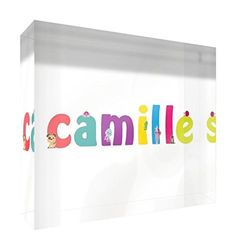 Little helper herinnering deco acryl transparant gepolijst als diamantstijl illustratief bont met de naam de jeune jongens Camille 7,4 x 10,5 x 2 cm klein