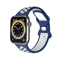 Compatibel met Apple Watch Band 38 mm 40 mm 41 mm vervangende band compatibel met Apple Watch SE Series 7 6 5 4 3 2 1 (blauw en wit)