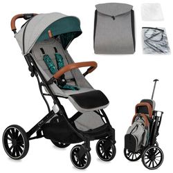 MoMi ESTELLE DAKAR kinderwagen vanaf 6 maand (tot 22 kg), inklapbare buggy met 5-punts veiligheidsgordel, boodschappenmand en ligfunctie, telescopische stang om te trekken, staat na het inklappen