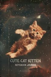 Cute Cat Kitten Notebook Journal: College Ruled Funny Retro Aesthetic Space Cat Theme Adorable Kitten Vintage Humor