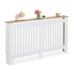 Relaxdays radiatorombouw, HBD 83x152x19 cm, kant en klaar, voor oude radiatoren, radiotorbekleding met plank, mdf, wit