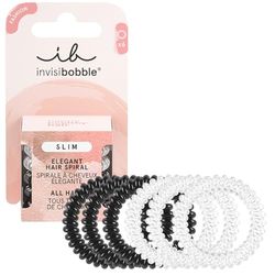 invisibobble Slim Hair Scrunchies Day and Night I 6 x Thin Hair Bobbles Black & White for Girls and Women I Elegant Look & Strong Hold I Designed in the Heart of Munich