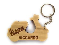 Portachiavi o calamita personalizzato in legno Faltec compatibile con VESPA - personalizza con il tuo nome o con la targa della moto - logo moto