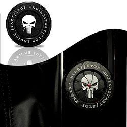 Gseigvee Skull Rotary Car Engine Start Stop Button Cover, Frosted Style DIY Car Engine Push to Start Button Cover, ABS General Motors Ignition Switch Decorative Cover (Skull Black)
