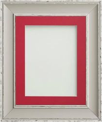 Frame Company Brooke Moonstone Grey Photo Frame, Red Mount, 20x16 for A3 (16.5x11.75 inch, fitted with perspex)