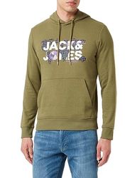 JACK & JONES Jcodust Sweat Hood Sn Sudadera con Capucha, Olive Branch, M para Hombre