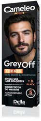 Cameleo - Men Colour Cream - BLACK - Grey OFF Single-Use Colorizer in 2 sachets - for Hair, Beard & Moustache - Easy 5 min Application - Natural Color Effect - 0% Parabens, Pack of 1