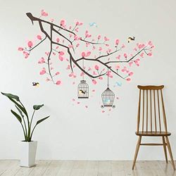 WALPLUS Stickers Muraux Decoration Murale Adhesif Mural Decoration Chambre Auto-Adhésif Résistant à l'huile Walplus Wall Sticker Pink Blossom Flower Tree Art Nursery Living Room Bedroom 30x90cm