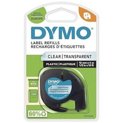 DYMO LetraTag Étiquettes en Plastique Authentique | 12 mm x 4 m | Noir sur Transparent | Étiquettes autocollantes pour étiqueteuse DYMO LetraTag