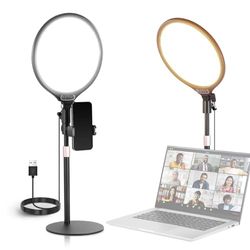 NEEWER Basics Ring Light de Bureau 10,5" avec Support/téléphone/minuterie, 3000-6500K,15W LED Plein écran,éclairage Video pour Selfie,Enregistrement,Streaming,Maquillage,Ordinateur Portable,R10