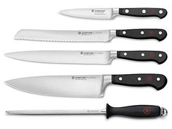 Wüsthof Classic Five Piece Chef's Knife Set, Black, Silver