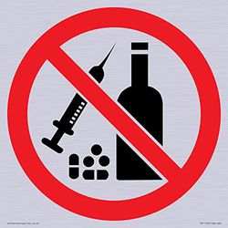P908 Prohibition: No Alcohol or Drogas Sign - 200 x 200 mm - S20