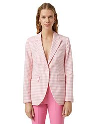 Koton Dames Pocket Detail One Button Blazer Jacket, Pink Check (2c7), 40