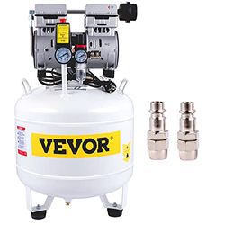 VEVOR Compresseur d'Air 40L Compresseur Silencieux sans Huile 750W Compresseurs à Air Comprimé Acier Allié 58 dB 1440 tr/min avec 2 Buses à Gaz pour Réparation Domicile Outils Pneumatiques 45x45x70 cm