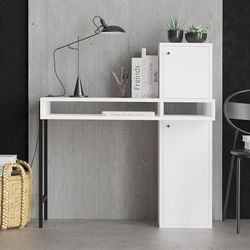 Élégant Bureau d'étude, Blanc et Noir, 102 x 106 x 45 cm, chipboard 100% mélamine, Design Moderne pour Les espaces à Domicile, Bureau et Bureau