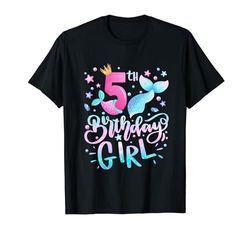 Regali di compleanno per ragazze di 5 anni 5° compleanno sirena ragazze Maglietta