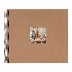 goldbuch Bella Vista 25 419 Spiral Album Hazelnut Photo Book 35 x 30 x 2.8 cm Photo Album 40 Black Pages Picture Album Cover Linen Photo Album with Window Cut-Out Photo Book Hazelnut Brown