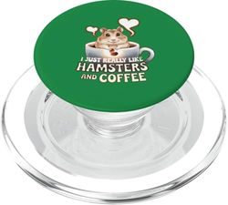 Me gusta mucho el divertido arte de mascotas con hámsters y café PopSockets PopGrip para MagSafe