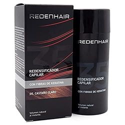 Redenhair - Microfibras Capilares de queratina com efeito redensificador - cor castanho claro - tratamento empilhar para homem e mulher - trazem densidade e volume ao cabelo - 23 g