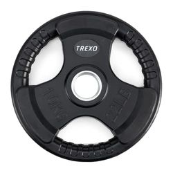 TREXO 10 kg belasting 32 cm diameter, schijf met handgrepen, gietijzer gecoat voor lange halters, duurzame ergonomische schijf, fitness, krachttraining, crossfit RW10