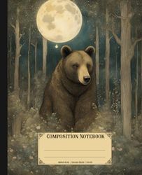 Composition Notebook. Brown bear: Vintage whimsical forest animal theme. Aesthetic woodland journal for school.