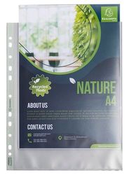 Exacompta - Ref. 5995E - Cartón de 500 fundas perforadas A4 Maxi FOREVER – Polipropileno granulado reciclado – Grosor 9/100ª – Dimensiones: 23 x 30,5 cm – Cristal translúcido