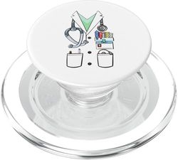 Disfraz de médico para Halloween, abrigo de laboratorio blanco para hombres, mujeres y niños PopSockets PopGrip para MagSafe