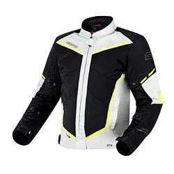 OZONE MOTO Jet II Męska kurtka motocyklowa, Szary/Czarny/Żółty fluorescencyjny, S