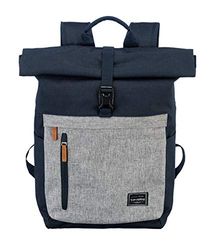 travelite Handbagagerugzak met laptopvak 15,6 inch, bagagereeks BASICS dagrugzak oprolbaar praktische rugzak met oprolfunctie, 60 cm, 35 liter, 800 gram, blauw/grijs