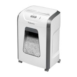 Fellowes Destructeur de Document FS-12C, destructeur de Papier avec agrafes, Trombones et Carte de crédit, Coupe croisée, Corbeille extractible 19L, Capacité : 12 Feuilles, Noir, 5020101 Blanc