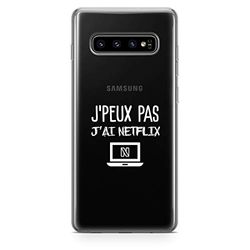 Zokko Samsung S10 fodral "I Can't Netflix" - mjukt genomskinligt bläck vitt