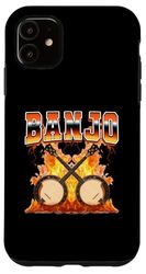 Banjo Player Banjoist Instrument Flames 90s Bootleg Style Custodia per iPhone 11