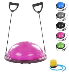 FMYBB70R Balance Ball Trainer met elastieken | bal (Ø 60 cm) voor fitness, yoga, pilates, training, revalidatie, van ABS en onbreekbaar pvc, roze
