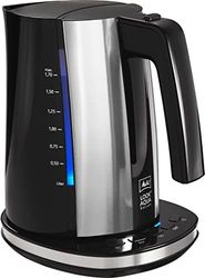 Melitta 1026-14 Look Aqua Deluxe 1026-04 BK SST Kettle (1.7 litres, 2400 Watt) with Temperature Setting (80 °C, 95 °C, 100 °C) and Warming Function, Plastic, Black with Stainless Steel
