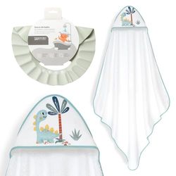 Interbaby - Mantello da bagno per bambini + berretto regolabile | Asciugamano con cappuccio 100% cotone, unisex, morbido, asciugatura rapida, ideale per neonati, neonati e bambini piccoli, design