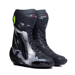 TCX Men's Rt-Race Pro Air Motorcycle Boot, Black White Grey, 9.5 UK