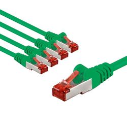 goobay 65999 CAT6 netwerkkabel set van 5 / patchkabel afgeschermd S/FTP/CU ethernetkabel, PiMF, LSZH/Cat 6-kabel met 10 Gbits/groen/5x 2m