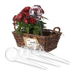 Relaxdays Conjunto de rega automática para vasos, 4 unidades, rega doseada plantas 2 semanas, plástico, transparente, 27 cm