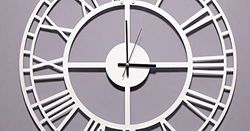 Homemania Clock – Storage, Books – Wall, Living Room, Bedroom – White Metal, 50 x 0.15 x 50 cm, 50 X 0.15 X 50cm
