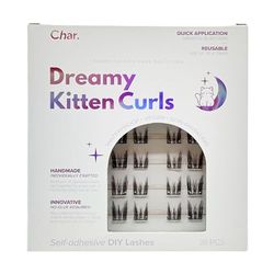 Char Cosmetics Eye Lashes - Sweatproof, Natural Look False Eyelashes - Reusable Fake Eyelashes for Comfortable Fit - Dreamy Kitten Curls - 36 pc