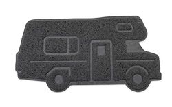Camco Life is Better at The Campsite Scrub Rug | Ideal for Dirt Removal | Features a Gray, Retro Class-C RV Shaped Design | Measures 26-½-inches (W) x 14-9/16-inches (H) (53115)
