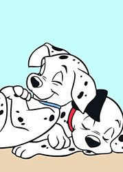 Disney väggbild från Komar | 101 dalmatiner Cuddle | barnrum, babyrum, väggdekoration, konsttryck | Storlek 50 x 70 cm (bredd x höjd) | utan ram | WB004-50 x 70