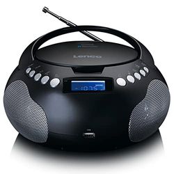 Lenco SCD-331 – bärbar CD-radio – Bluetooth – USB-anslutning – programmerbar titelminne – PLL FM Radio – LCD-display – AUX-ingång – svart