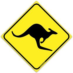 Kangaroo Crossing 12" x 12" Tin Road Sign Xing Australian Outback Theme Plaque Home Decor