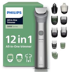 Philips Multigroom 5000 Series All-in-One 12-Piece Trimmer - Shaver and Clipper for Face, Head & Body, Self-Sharpening Full Metal Blades, 20 Length Settings (0.5-20 mm), Model MG5952/30