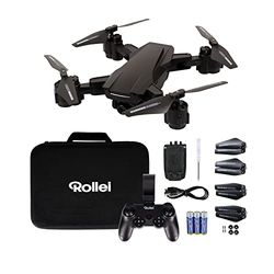 Rollei Fly 60 Combo Drone, transmisión de imagen WiFi en vivo, giroscopio de 6 ejes, tiempo de vuelo largo, control de aplicación e incluye servicio remoto