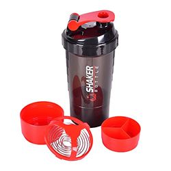 Greneric Protein-Shaker-Flasche, 590 ml, auslaufsicher, tragbar, mit Messlinie, BPA-freier Kunststoff, Sportmixer-Becher, passend für die meisten Becherhalter (rot)