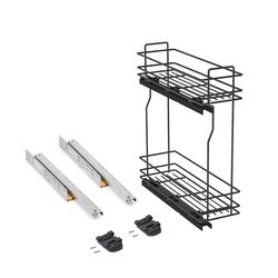 Emuca - Pull Out Bottle Rack with Soft closeTitaneMax, Side Mount, Soft Closing, Module 200 mm, Steel, Anthracite Grey
